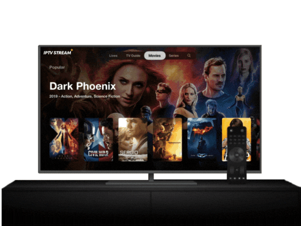 TV Stream+ streaminginterface op een Smart TV met films, series en sport